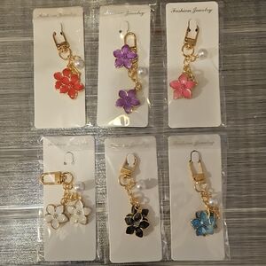Floral Enamel Keychain Charms - Assorted Colors Winners Choice